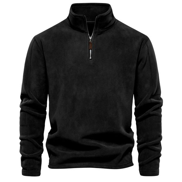Man's Clothing Men's Hoodie Standing Collar Half Zip Long Sleeve Trend Men's Top_viptrois.com