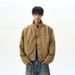 Men's Clothing American Retro Washed Distressed Canvas Stand Collar Bomber Jacket Unisex Boxy Barn Style Work Jacket_viptrois.com