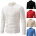 Autumn Winter Men's Half Turtleneck Slim Solid Color Fashion Sweater Top_viptrois.com