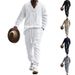 Men's Casual Long Pants & V-Neck Knit Sweater Set - Comfortable Cotton Blend Autumn Outfit For Stylish Men (White, Navy, Khaki, Light Gray, Black)_viptrois.com
