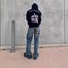 Velvet Patchwork Burnout Flared Jeans Distressed Bleached Denim Pants Metal Accents Unisex Vintage Wash Zip Fly 68% Cotton No Stretch_viptrois.com