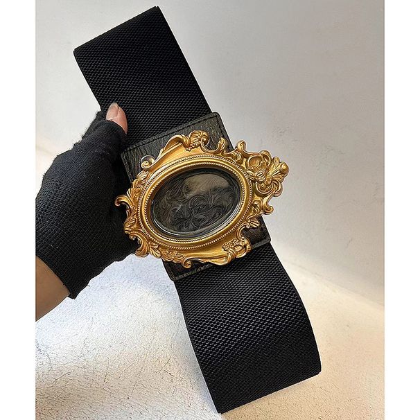 Cuban Locke palace style exaggerated personality resin gold picture frame belt girdle for women in the Retro Art Museum_viptrois.com