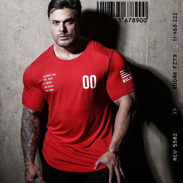 Muscle Type Quick Drying Vest Sports Tight Fitting Clothes Men's Short Sleeved T-shirt Solid Color Fitness Training Half_viptrois.com
