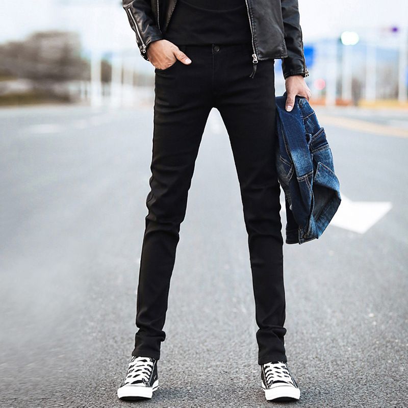 Summer Ripped Jeans For Men Korean Style Slim Fit Nine Point Skinny Jeans Trendy Brand Light Color Spring And Autumn Style Men's Pants_viptrois.com