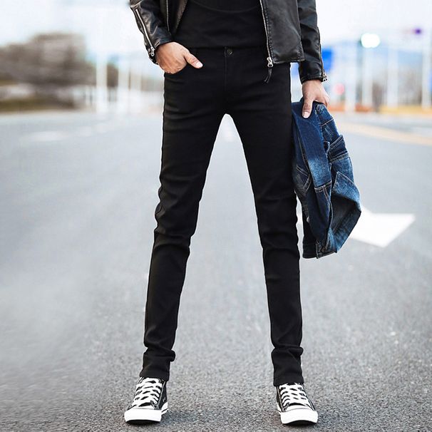 Summer Ripped Jeans For Men Korean Style Slim Fit Nine Point Skinny Jeans Trendy Brand Light Color Spring And Autumn Style Men's Pants_viptrois.com