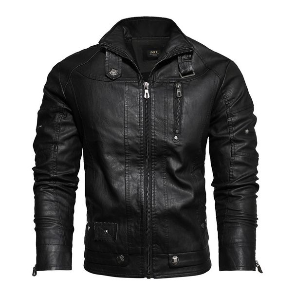Men's Clothing Men's Leather Jacket New Retro Leather Jacket Trend High Quality Brand Men's PU Jacket European And American Nostalgic Style_viptrois.com