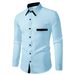 Men's Clothing Color Matching Business Slim Casual Shirt Contrast Color Long Sleeved Shirt Cardigan_viptrois.com