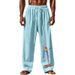 Men's Parrot Print Linen Pants – Loose Fit Casual Trousers With Tropical Bird Design (8 Colors, S-XXXL)_viptrois.com
