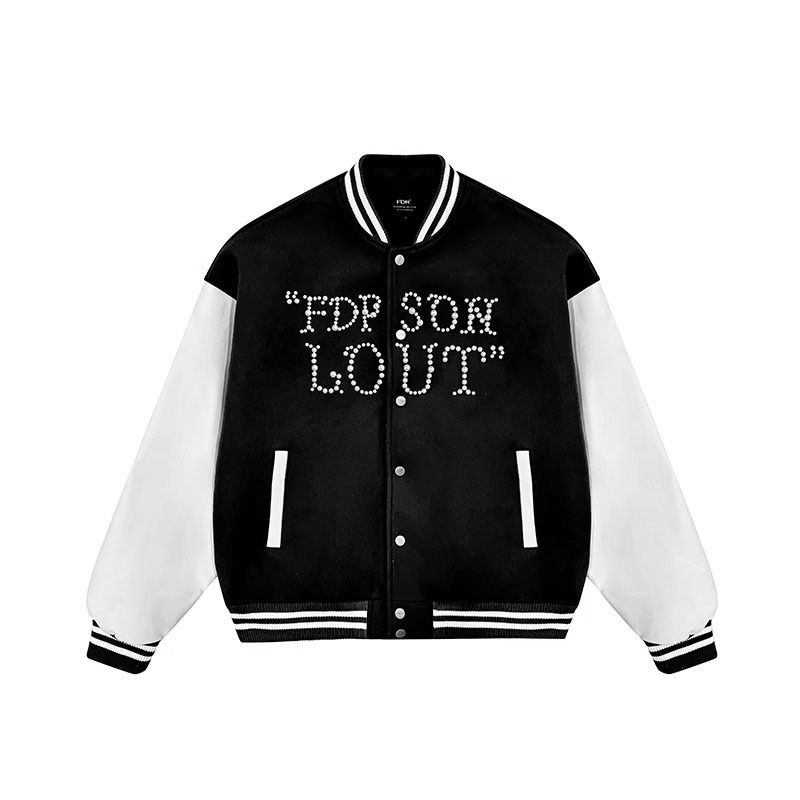 Pearl Buttoned Baseball Jacket Men's 2025 Spring And Autumn New Loose Trend Jacket Tops Couple Wear_viptrois.com
