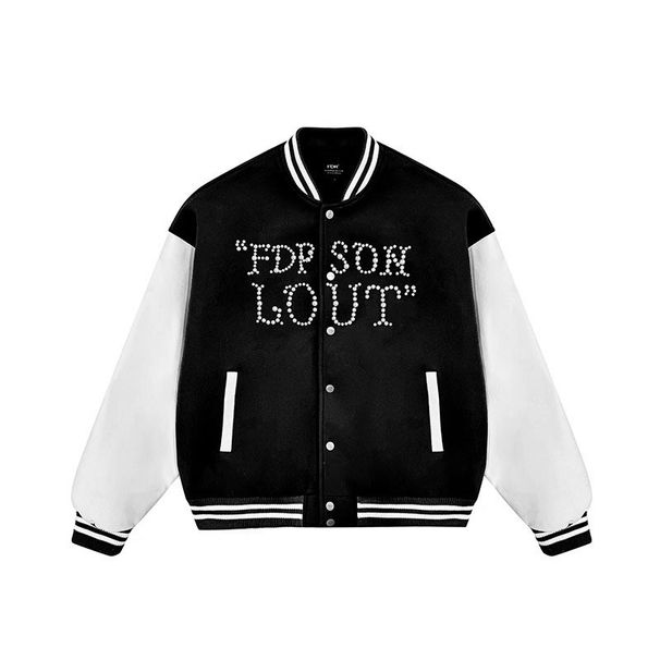 Pearl Buttoned Baseball Jacket Men's 2025 Spring And Autumn New Loose Trend Jacket Tops Couple Wear_viptrois.com