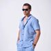 Men's Clothing Shirt Jacquard Short Sleeved Lapel Breathable Casual Tops_viptrois.com