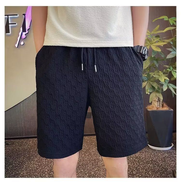 Summer Men's Ice Silk Sports Shorts Thin Five Point Loose Fit Versatile White Four Point Beach Pants_viptrois.com
