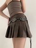 Millennial Spicy Girl Invintage Halfbody Flying Collar Rivet Design Feeling Lacing Belt_viptrois.com