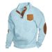Cross-border American Spring And Autumn Men's Jacquard Knitted Texture Patch Pocket Henry Stand-up Collar Button Patch Long-sleeved Sweatshirt For Men_viptrois.com