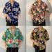 KOBPT Men's Floral Shirt Summer Hawaiian Style All over Print Loose Short Sleeve Retro Street Style Beach Couple Shirt_viptrois.com