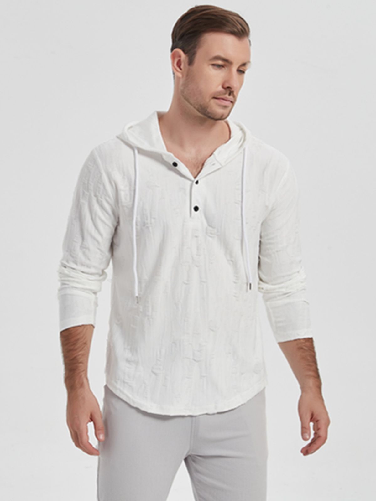 2025 Autumn Winter New Men's Sweatshirt With Distressed Design Hoodie Long Sleeve Shirt_viptrois.com