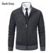 Men's Clothing Fleece-Lined Hooded Zip-Up Sweater Jacket - Winter Warm Knit Pullover With Stand Collar For Casual Outwear (Black, Dark Gray)_viptrois.com