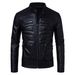 Men's Clothing New European Size Spring And Autumn Stand Up Collar Casual Men's Leather Business Leather Jacket Motorcycle Suit Coat_viptrois.com