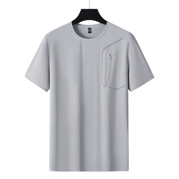 Men's Clothing Summer Ice Silk Short Sleeved Men's Chest Zipper T Shirt High Elastic Short Sleeved Men's Outdoor Quick Drying T_viptrois.com