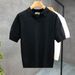 Men's Clothing Light Luxury Lapel Short Sleeved Sweater Summer Thin Half Sleeved Knitted Sweater New Men's Ice Silk Top_viptrois.com