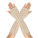 Unisex Twist 8-figure gloves men's and women's same wool fingerless cuff knitted warm medium long_viptrois.com