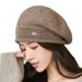 Beret For Women, Autumn Winter Fashionable Versatile Knitted Middle-aged Elderly Woolen Hat, Comfortable And Warm_viptrois.com