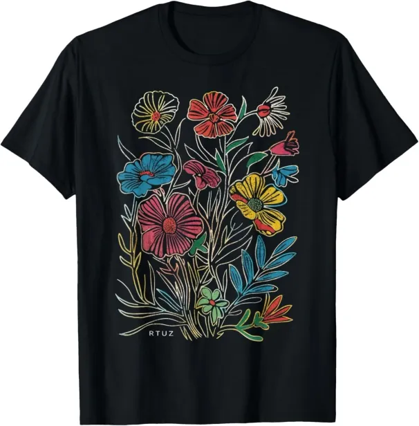 Boho Style Floral Pastel Design Flowers Hipster Streetwear T-Shirt Mens Womens Tees Top_viptrois.com