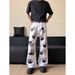 Palm Print Flared Jeans Men's Summer New Style Hiphop American Street Style Hip Hop Loose Slim Long Pants_viptrois.com