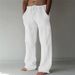 Men's Solid Color Cotton Linen Pants With Drawstring Loose Casual Style_viptrois.com