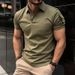 Business Men's Polo Shirt Casual Summer Short Sleeves Tops Trendy Plaid Pattern Print Button T Shirt Loose Clothes Fashion Golf Shirts_viptrois.com
