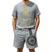 Men's Textured Short Sleeve T-Shirt And Shorts Set Casual Summer Outfit Retro-Inspired Prints_viptrois.com