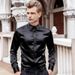 Men's Clothing Satin Nightclub Shirt - Breathable & Wrinkle-Free Long Sleeve, Metallic Trim, Loose Fit (White/Black/Red/Grey,S-XXL)_viptrois.com