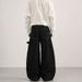 Vintage Raw Hem Black Double-Knee Workwear Jeans Relaxed Fit Utility Pants for Men And Women_viptrois.com