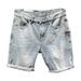 Summer New Light Blue Washed Simple And Versatile Denim Shorts, Men's Personalized Leather Label Decoration, Youth Five_viptrois.com