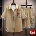 Men's Clothing Men's Ice Silk Tang Suit Set Short Sleeved Shirt Loose Fit Style Trendy For Formal & Casual Sports_viptrois.com