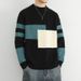 Loom Russian Ozon Color-Block Striped Men Winter Round Neck Long Sleeve Base Shirt Youth Warm Knitted Sweater_viptrois.com