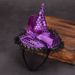 Unisex Halloween witch pointed hat sequined headband decorated Halloween dance performance witch hat bow lace hair._viptrois.com