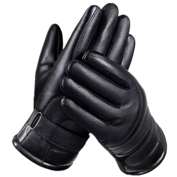 Pulse Men's Leather Gloves Winter Outdoor Riding Motorcycle Windproof Cold-proof Warm Fleece-lined Touchscreen Thickened_viptrois.com
