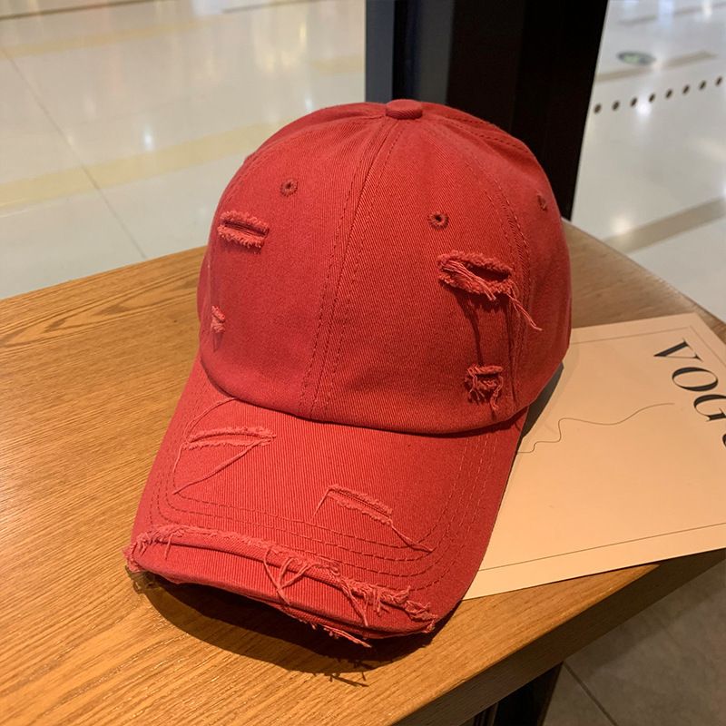 Personalized Distressed Baseball Men, Trendy Spring Hip-hop Versatile Soft Top Curved Brim Sun Shading Duckbill Cap For_viptrois.com