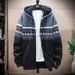 Autumn And Winter New Foreign Trade Men's Casual Jacket Hooded Cardigan Knitted Thickened Plush Sweater Men_viptrois.com