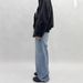 Men's Clothing Steve Washed Blue Jeans Casual Loose Versatile Straight Trousers_viptrois.com