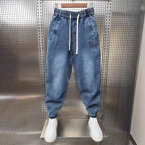 2025 Trendy Brand Fashion Men's Harem Jeans Versatile Loose Elastic Waist New Long Pants For Teenagers_viptrois.com