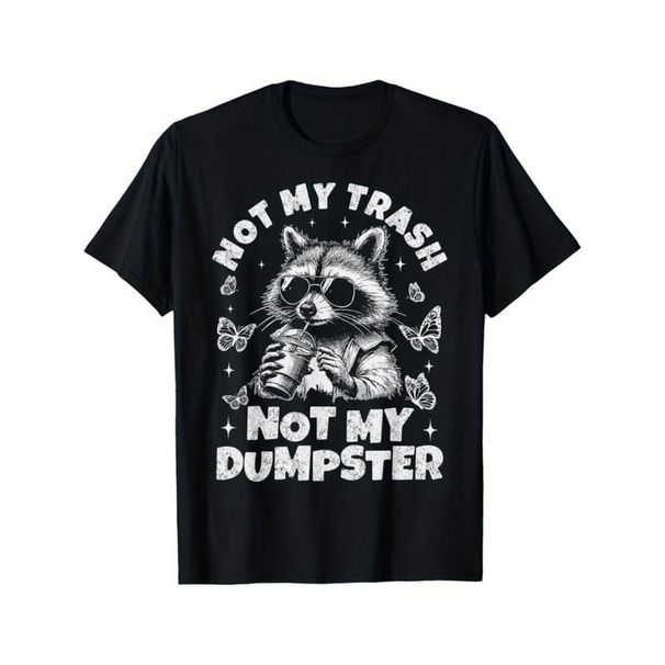 basura No Es Mi Divertida Camiseta De Mapache Negra_viptrois.com