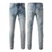 Men's Clothing European And American Trendy High Street Daily Travel Elastic Light Blue Slim Fit Jeans Sports Pants 895_viptrois.com