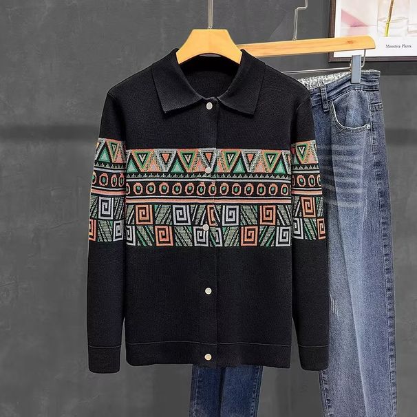 Men's Autumn Winter New Korean Style Trendy Turn-down Collar Knitted Sweater Casual Loose Polo Shirt Base Layer_viptrois.com