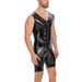 Men's Clothing Elastic tights stage performance clothes for menmen mirrored leather jumpsuit sexy zipper open crotch pants for men_viptrois.com