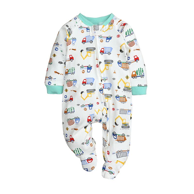 Kids'clothing Baby bidirectional zipper baby crawl suit Spring and autumn long sleeve sleeve foot wrap jumpsuit_viptrois.com