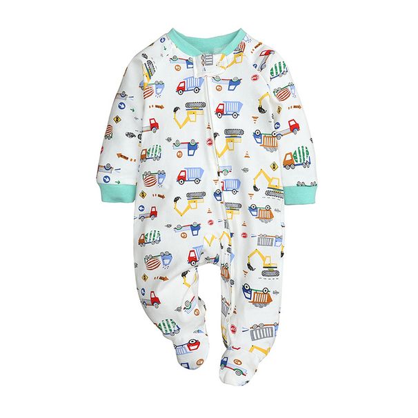 Kids'clothing Baby bidirectional zipper baby crawl suit Spring and autumn long sleeve sleeve foot wrap jumpsuit_viptrois.com