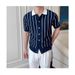 Men's Clothing Casual Striped Polo Shirt Men's Summer Business Lapel Slim Fit Top Gentleman Thin Knitted Striped Short Sleeved T Shirt_viptrois.com