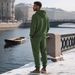 "Men's Jacquard Hoodie & Cuff Pants Set – Warm Autumn Casual Outfit, Relaxed Fit With Ribbed Cuffs"_viptrois.com